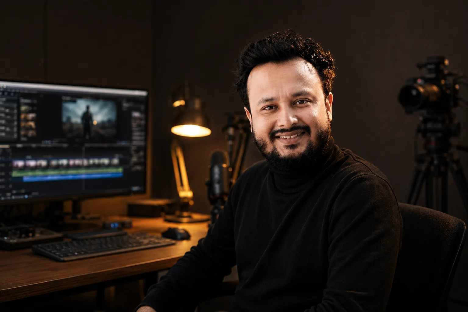 Milton Haldar at his editing desk